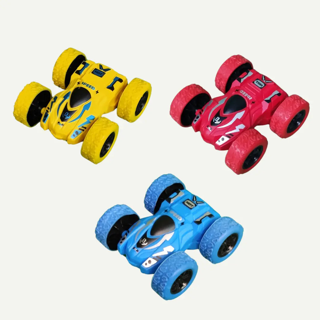 Pack of 3 Double-Sided 4WD Stunt Cars – Friction Powered Flip Cars