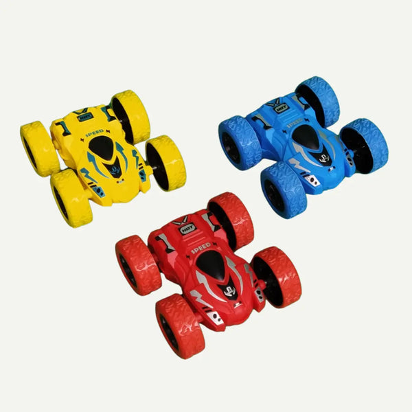 Pack of 3 Double-Sided 4WD Stunt Cars – Friction Powered Flip Cars