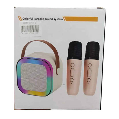 K12 Dual Wireless Karaoke Mic & Bluetooth Speaker – Lights, AUX/USB/SD